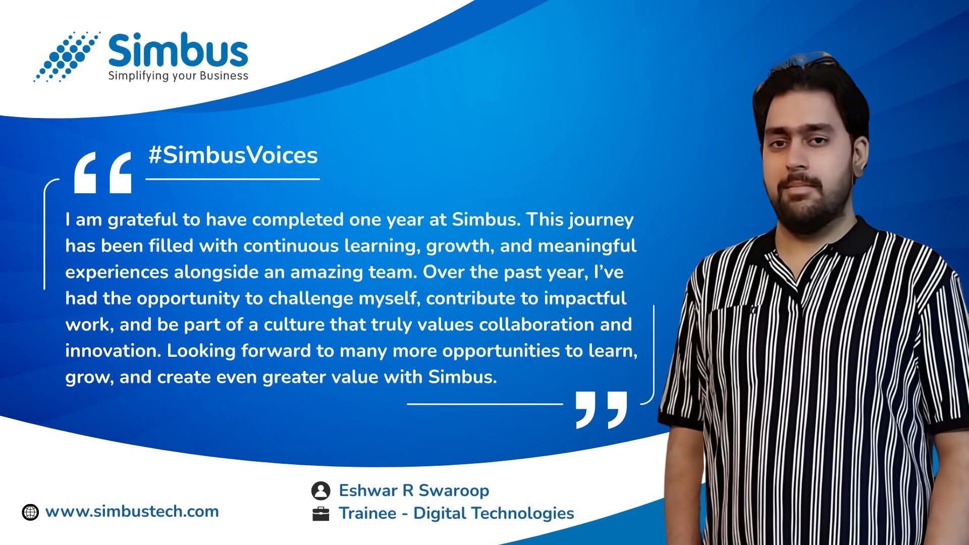 Eshwar R Swaroop — Trainee - Digital Technologies